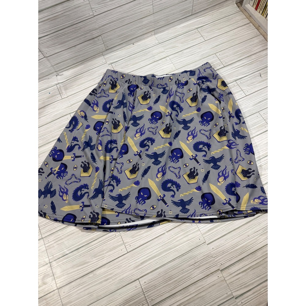 Paola's Pixels Warlock D&D Skater Skirt Grey Purple 2XL Dungeons and Dragons